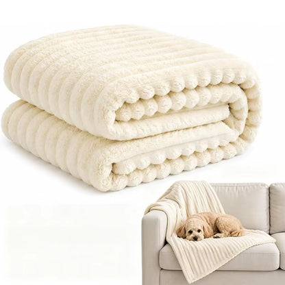 Dog Blanket Soft Emotional Support Blanket Calming Dog Blanket Soft Faux Rabbit Fur for Beds Sofas Car Seat Machine Washable