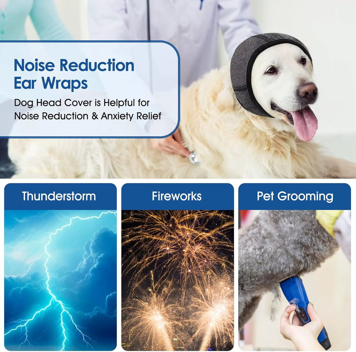Dog Ear Muffs for Noise Cancelling Anxiety Relief Calming Aid during Grooming Bath Force Dry Head Shake Prevention Pet Safety