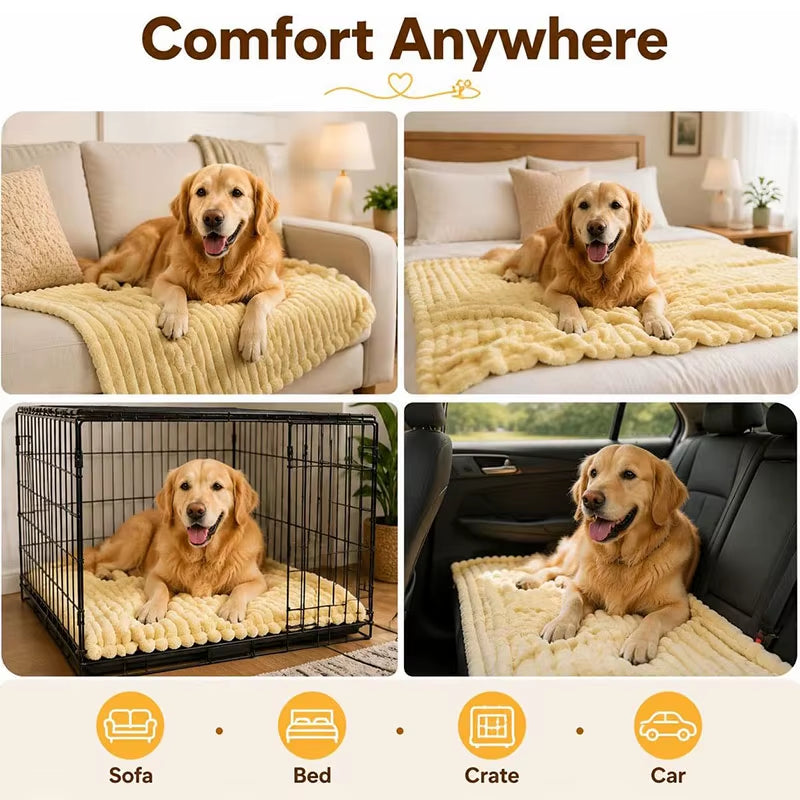 Dog Blanket Soft Emotional Support Blanket Calming Dog Blanket Soft Faux Rabbit Fur for Beds Sofas Car Seat Machine Washable
