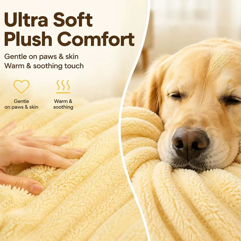 Dog Blanket Soft Emotional Support Blanket Calming Dog Blanket Soft Faux Rabbit Fur for Beds Sofas Car Seat Machine Washable